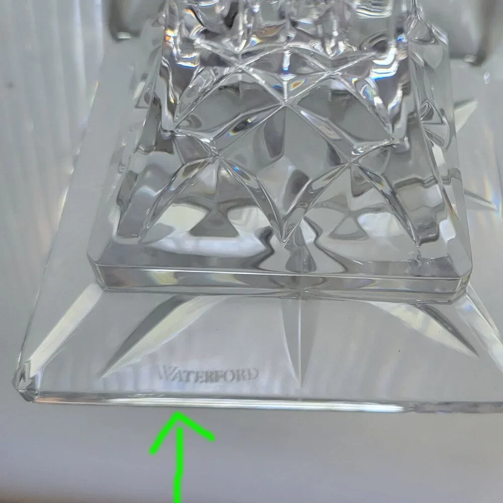 WATERFORD LISMORE CRYSTAL CANDLE HOLDER SQUARE BASE CRAFTED 6